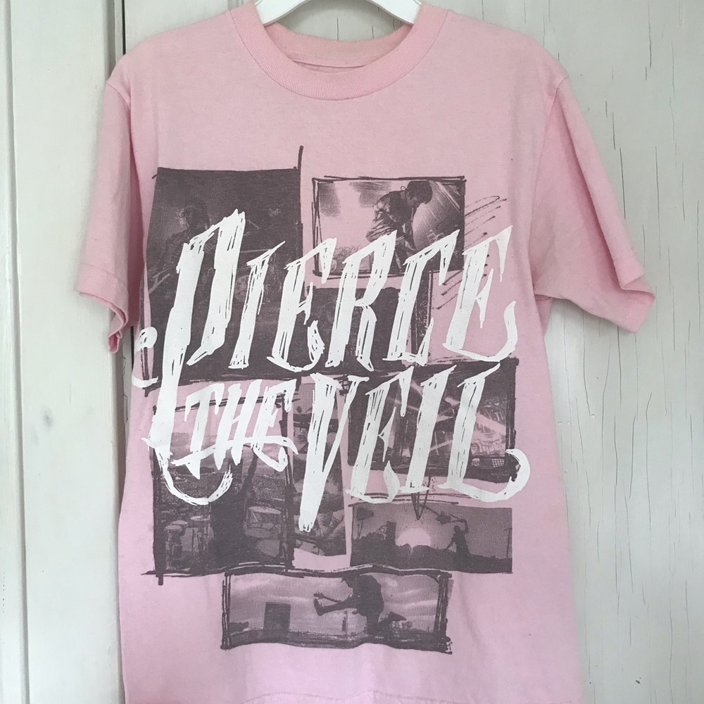 Pierce the Veil Hot Topic Pink & White T Shirt